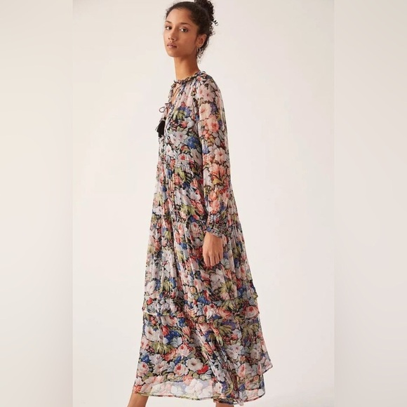 Anthropologie The Marais Printed Chiffon Maxi Dress size Large. - Picture 4 of 10